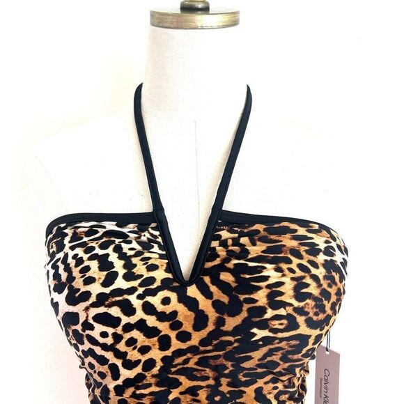 Calvin Klein V-Wire Halter Tankini Top Jaguar Brown Size Medium NWT - Picture 3 of 14